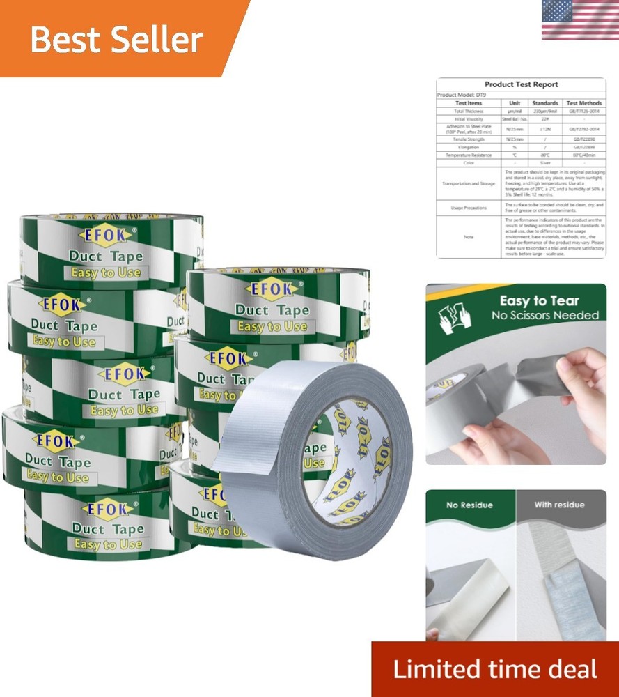 10 Pack Duct Tape Heavy Duty Waterproof, Sliver Duct Tape Bulk 1.88 Inch X 90…