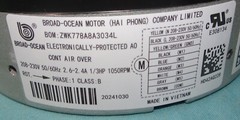Broad Ocean BOM ZWK778A8A3034L Blower Motor 208 230V 1/3 HP 1050RPM = K00170128