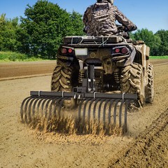 ATV/UTV Landscape Rake Implement W/1-Point Lift System Tractor Removal Rock Lawn