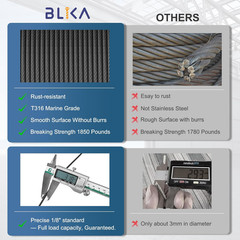1200FT 1/8″ Black Stainless Steel Cable, T316 Marine Grade, Stainless Steel Wire