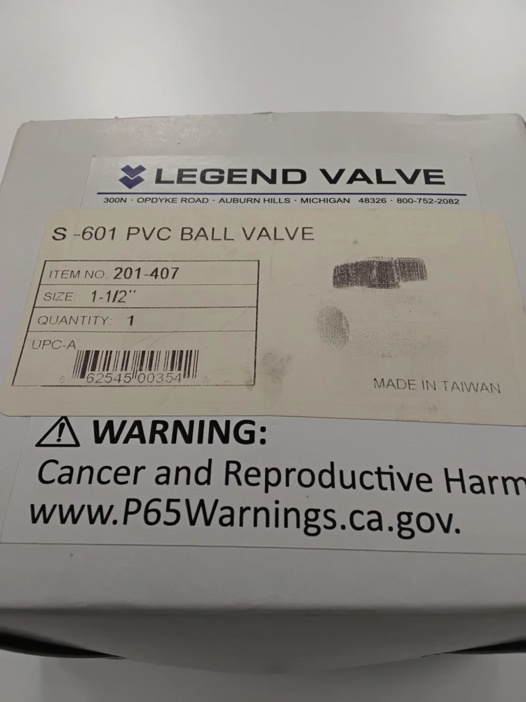 New Legend S-601 1-1/2″ PVC Ball Valve 201-407
