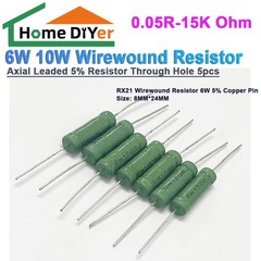 6W 10W Wirewound Resistors Axial Leaded 5% Resistor Through Hole 5pcs