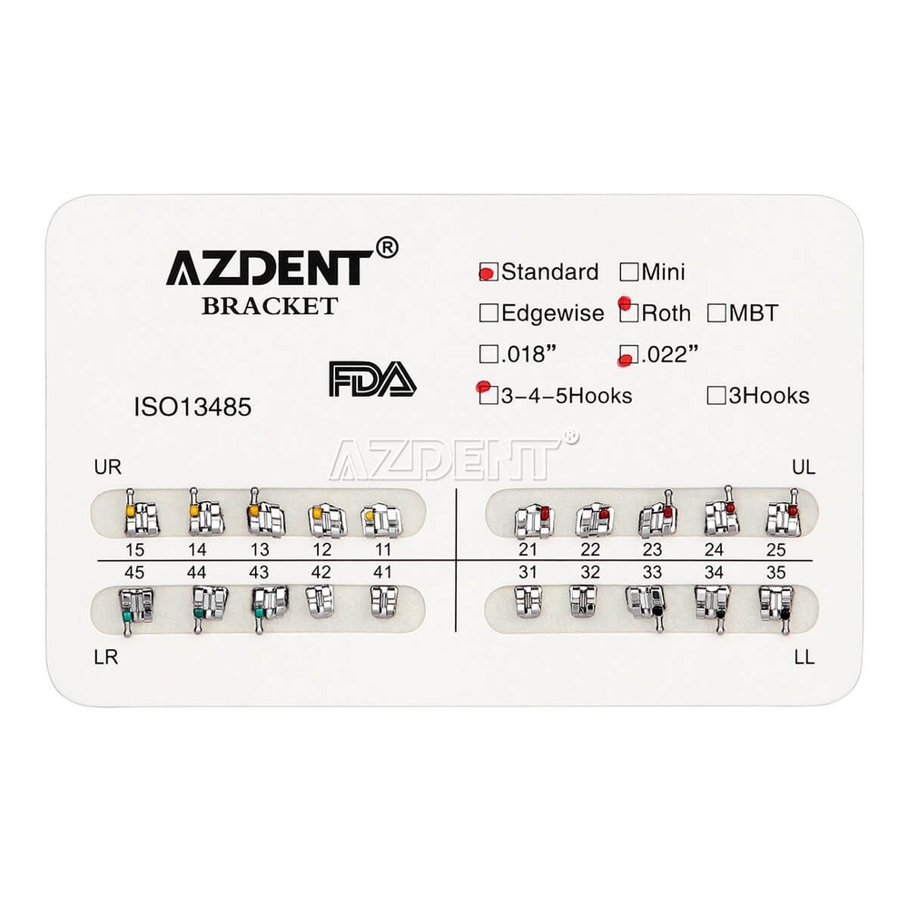 Dental Orthodontic Brackets Braces Standard Roth.022 Hooks 345 AZDENT