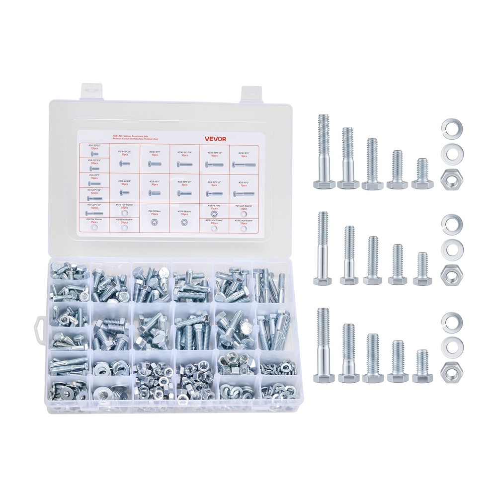 VEVOR 566 Pcs Bolts Nuts Assortment Kit Imperial Alloy Steel for Furniture