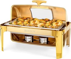 9QT Roll Top Chafing Dish Buffet Set Stainless Steel with Thick Frame for Party