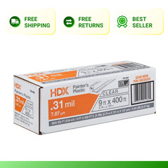 Plastic Sheeting Roll 9 ft x 400 ft Painters 0.31 Mil Clear Multi-Purpose Cover