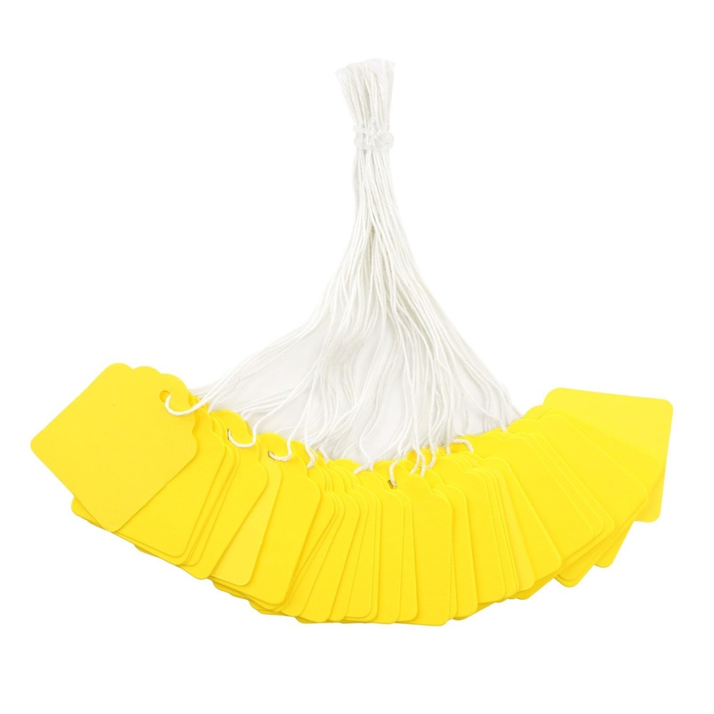 jijAcraft 200Pcs Blank Tags with String Attached – Yellow Price Tags, 1.8×1.4…