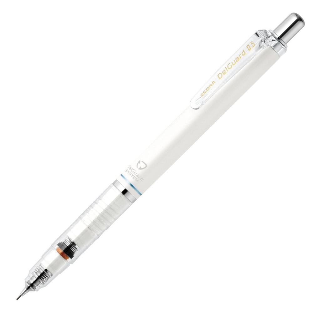 Zebra DelGuard 0.5mm Lead Mechanical Pencil, White 1 Count (Pack of 1),