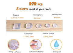 272-Pack Clear Self-Adhesive Cabinet Door Bumpers,Sound Dampening Furniture Pads