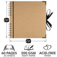 Bstorify Scrapbook Album 60 Pages (8 x 8 Inch) Brown Thick 8 x 8 Inch,