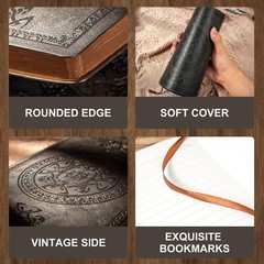 Leather Vintage Journal for Men Soft Cover 256 Lined Pages Notebook 180 Lay Flat