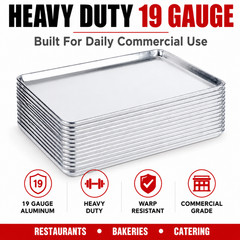 12 Pack Full Size Aluminum 18″x 26″ Bun Sheet Baking Pan Wire Rim Commercial CPS