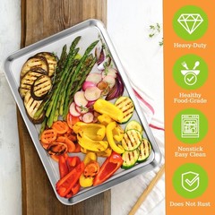 Stainless Steel Baking Sheet Set 4 18x13x1 for Oven Heavy Duty