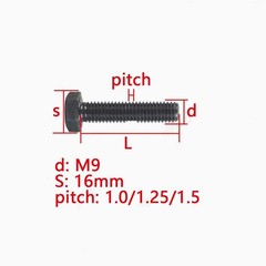 M9 Black 12.9 Steel Hexagon Head Bolts Screws DIN933 Pitch 1.0 / 1.25 / 1.5