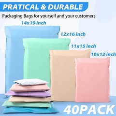 Multi Size Poly Mailers Variety Pack(10 Each: 14×19,12×15,11×15,10×13), 40Pac…