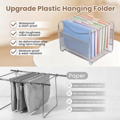 Plastic Hanging File Folders for Letter Size with 1/5 Tabs, 1.35 Inch Expansi…