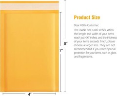 50Pcs Bubble Mailers, 4X8 Inches Self Seal Kraft Poly Mailers, Padded Env