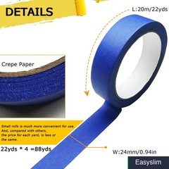 Painters Tape Blue 4 Rolls 0.94 Inch 22 Yard No Residue Removal Easy