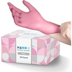 Pink Nitrile Disposable Gloves Nail Tech Hair Dye & Stylist Cleaning Gloves 50ct