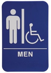 ADA Compliant, Restroom Signs, Blue, with Braille text 6″x9″