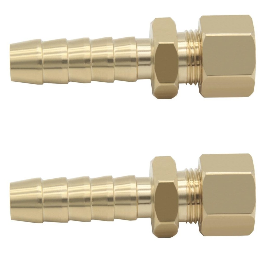 2PCS Compression Fitting 3/8″ Tube OD to 5/16″ Brass Hose Barb Transmission C…