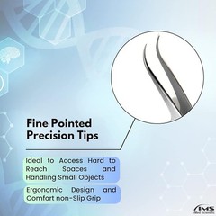High Precision Stainless Steel Lab Tweezer/Forceps with Curved Tip 4.5″