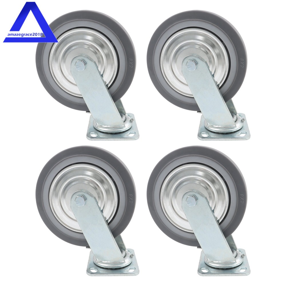 4PCS 8″ Heavy Duty Casters, Industrial Grade Rubber Caster with Brake 6000 LBS