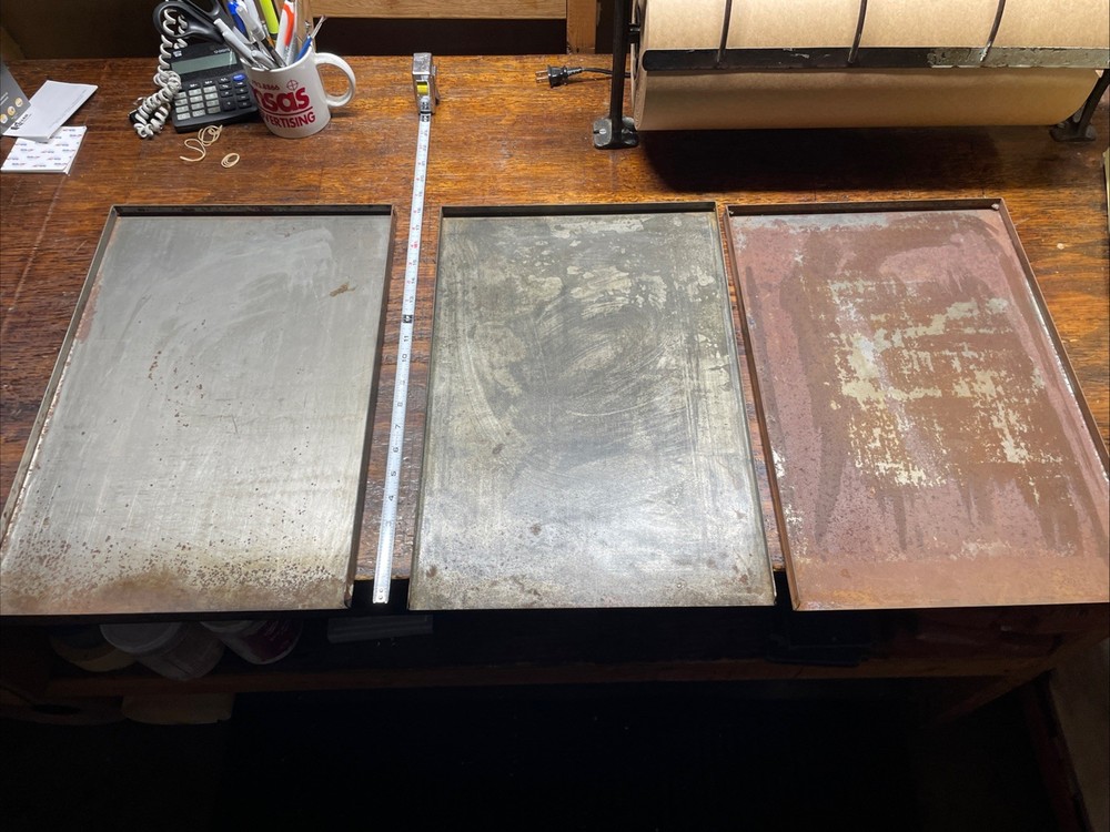 Set Of 3 LETTERPRESS AUTHENTIC Steel Galley Trays 12 X 18