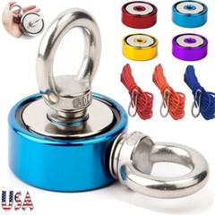 Magnet Fishing Kit with Rope 500 lbs Pulling Force Double Sided Strong 2 Hooks