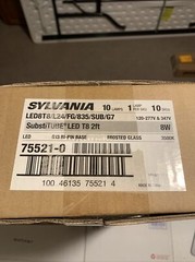 SYLVANIA LIGHT BULB T8/L24FG/835/SUB/G7 LED T8 2ft new 10 per box 75521-0
