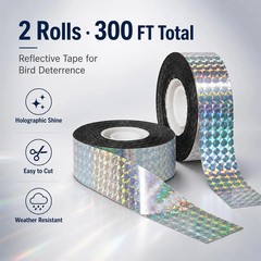 RAINFLOW Reflective Bird Scare Tape – 2 Rolls 300FT Outdoor Reflective Ribbon, D