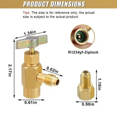 ZIMISI R1234YF Self-Sealing Can Tap Depressor, 1/4″ SAE 1/2″ LH Thread Valve Bot