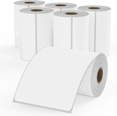 4X6 Blank Direct Thermal Shipping Labels, 250 Labels per Roll, 6 Rolls, 1500 Lab
