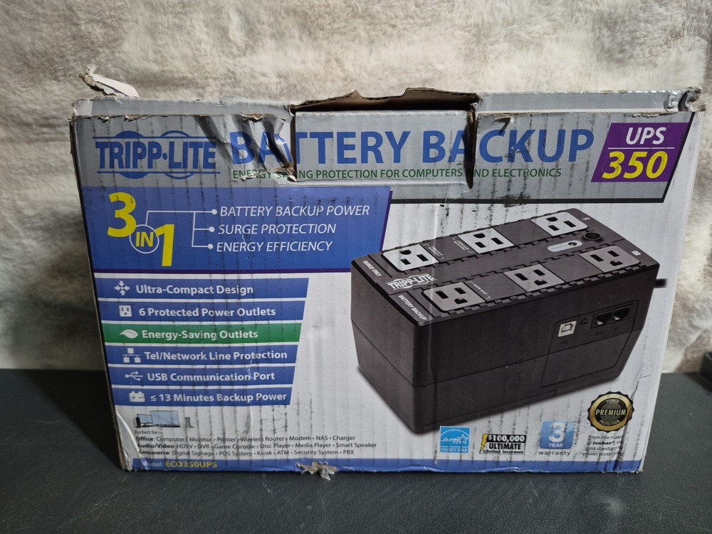 Tripp Lite ECO350UPS 350 VA 316 J 6-Outlet Energy-Saving Standby UPS New