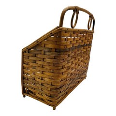 VTG Rattan Desk Organizer Bamboo Letter Tray Boho Basket Weave Office Storage