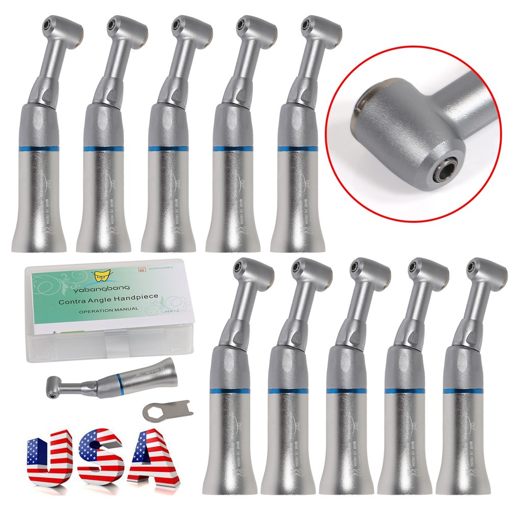 10 USA Dental 1:1 Slow Low Speed Handpiece Contra Angle Push Button Handpiece