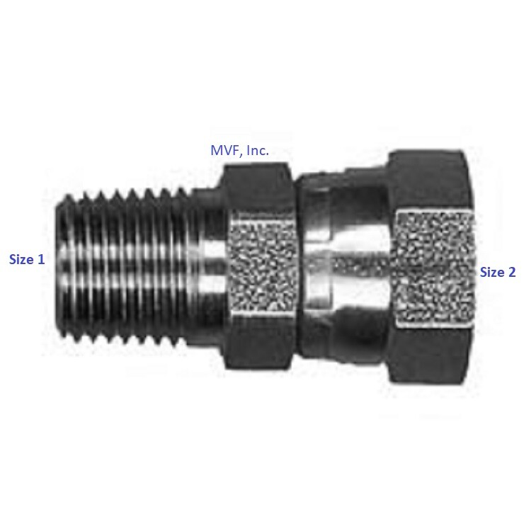 1/4″ Male NPT x 1/4″ Female NPSM Pipe Swivel Straight Adapter Steel 1404-04-04