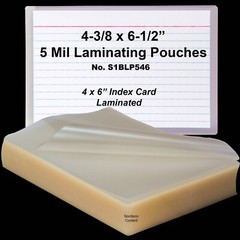5 Mil Laminating Pouches S1BLP546, 4-3/8 x 6-1/2″, Box of 100