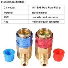 Manifold Adapter Set AC Quick Coupler 1/4″ SAE R134A High Low Side