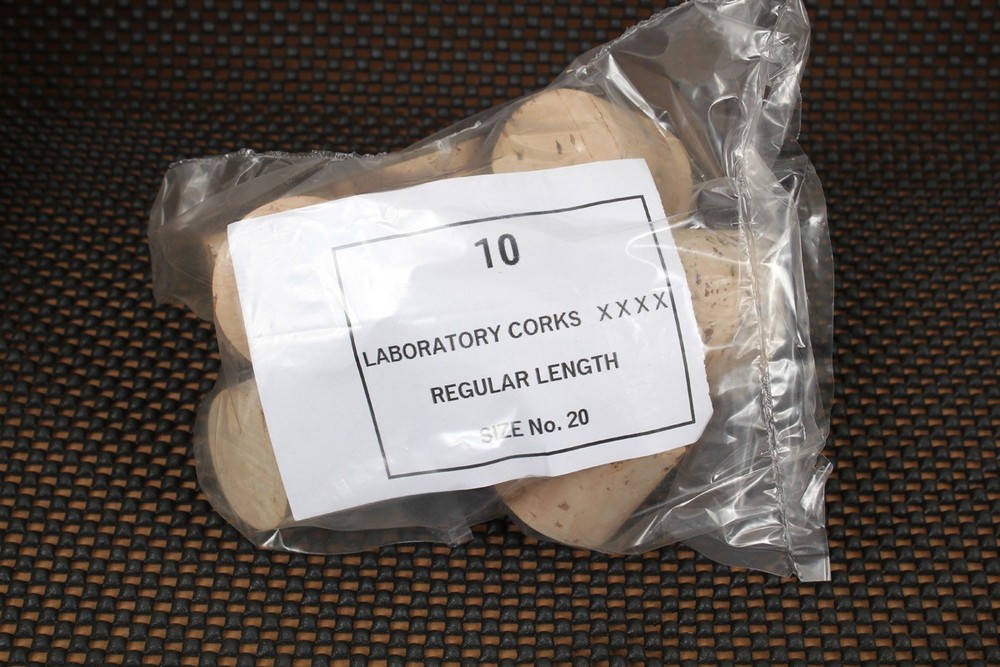 New Lot of 10 Size 20 Natural Cork Laboratory Stopper XXXX Grade, 41mm x 34mm
