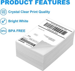 100 Labels 4×6 Fanfold Direct Thermal Shipping Labels for Zebra & Rollo Printer