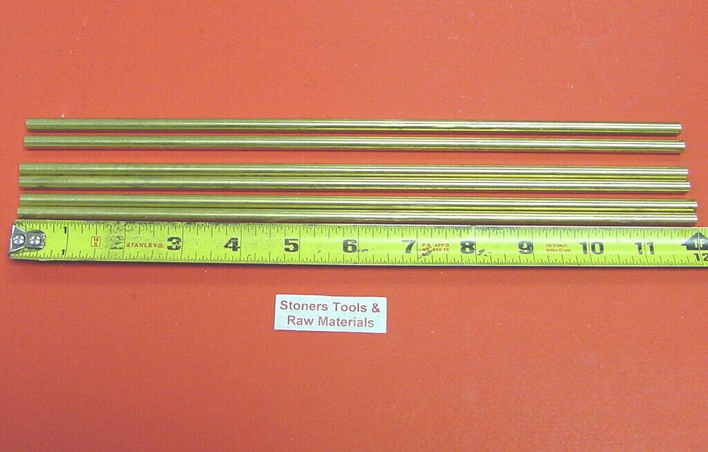 6 Pieces of 1/4″ C360 BRASS SOLID ROUND ROD 12″ long .250″ Lathe Bar Stock