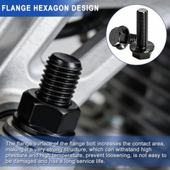 50PCS M6-1.0 X 20Mm Metric Flange Hex Head Bolts,Hex Drive Screws 10.9 Black Zin