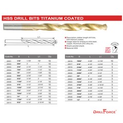 Drillforce 10PCS 1/16″ Titanium Drill Bits Set HSS Metal Woodworking Drill Bit