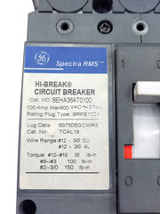 GE – SEHA36AT0100 – Spectra Rms Molded Case Circuit Breaker, 100A, 600V **NEW**