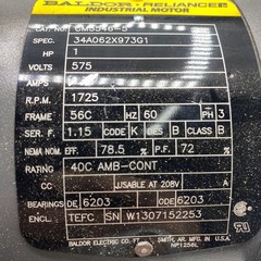 Baldor Reliance CM3546-5 Industrial Electric Motor 1-HP 1725 RPM 575 Volts ✅