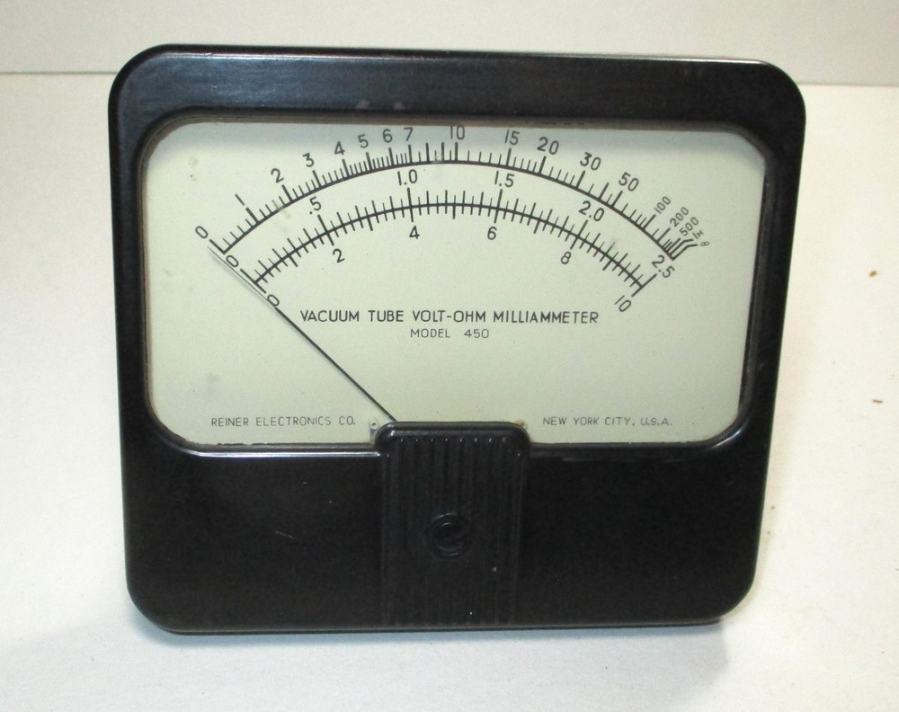 Reiner Model 450 Vacuum Tube Volt Ohm Milliamp 4-5/8″ x 4-1/8″ Panel Meter
