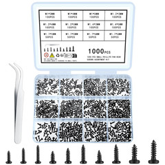 1000 Pcs Small Pan Head Screws Assortment Kit, Micro Tiny Electronic Self-Tappi