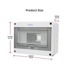 MOLLOM 8 Way Circuit Breaker MCB Distribution Protection Box with DIN Rail, IP65