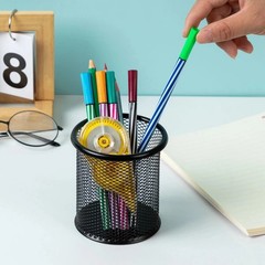 MOTARRO 1Pcs Pencil Holder Office Desk Metal Mesh Square Round Pen Pot Cup Case